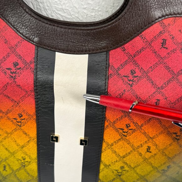 Y2K L.A.M.B. Carlisle Rasta Ombre Foldover Clutch Canvas Leather Trim - Picture 12 of 14